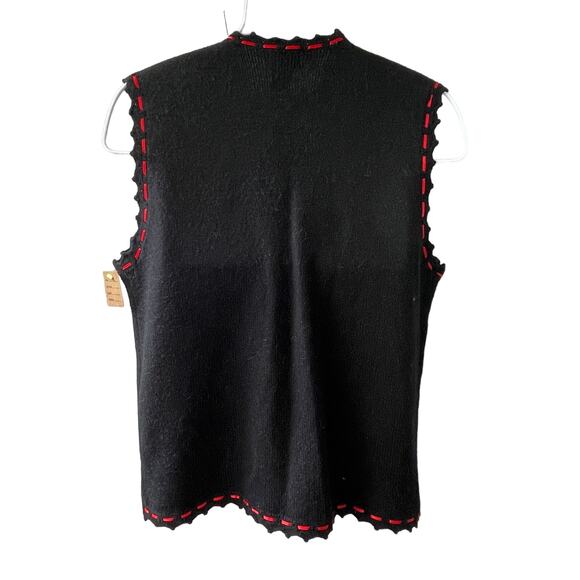 VINTAGE 90s Koret Beautiful Bows Ugly Christmas Sweater Vest Size Medium - Picture 3 of 4